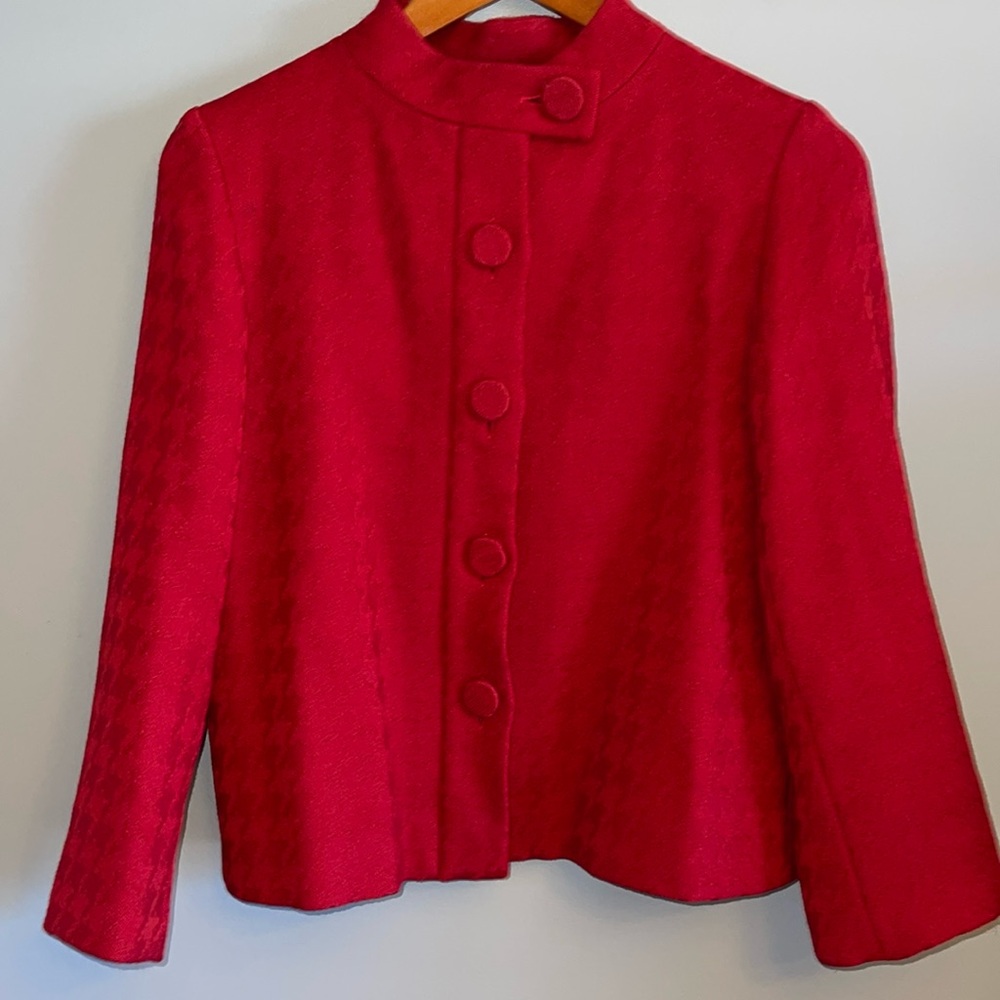 TEENFLO | Wool Lady Jacket in Red Houndstooth Jacquard sz 4
